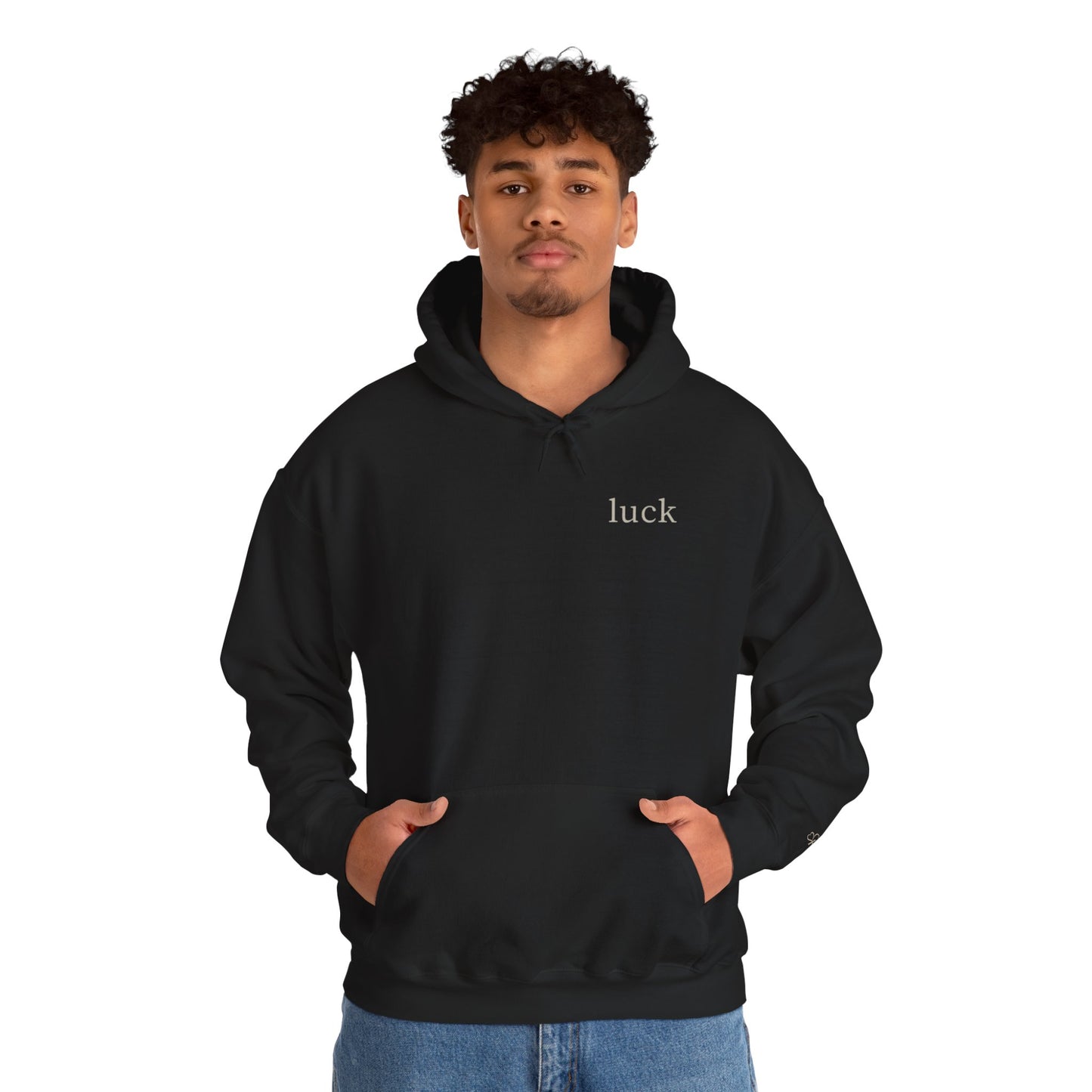 “luck” quote hoodie | klover sleeve print