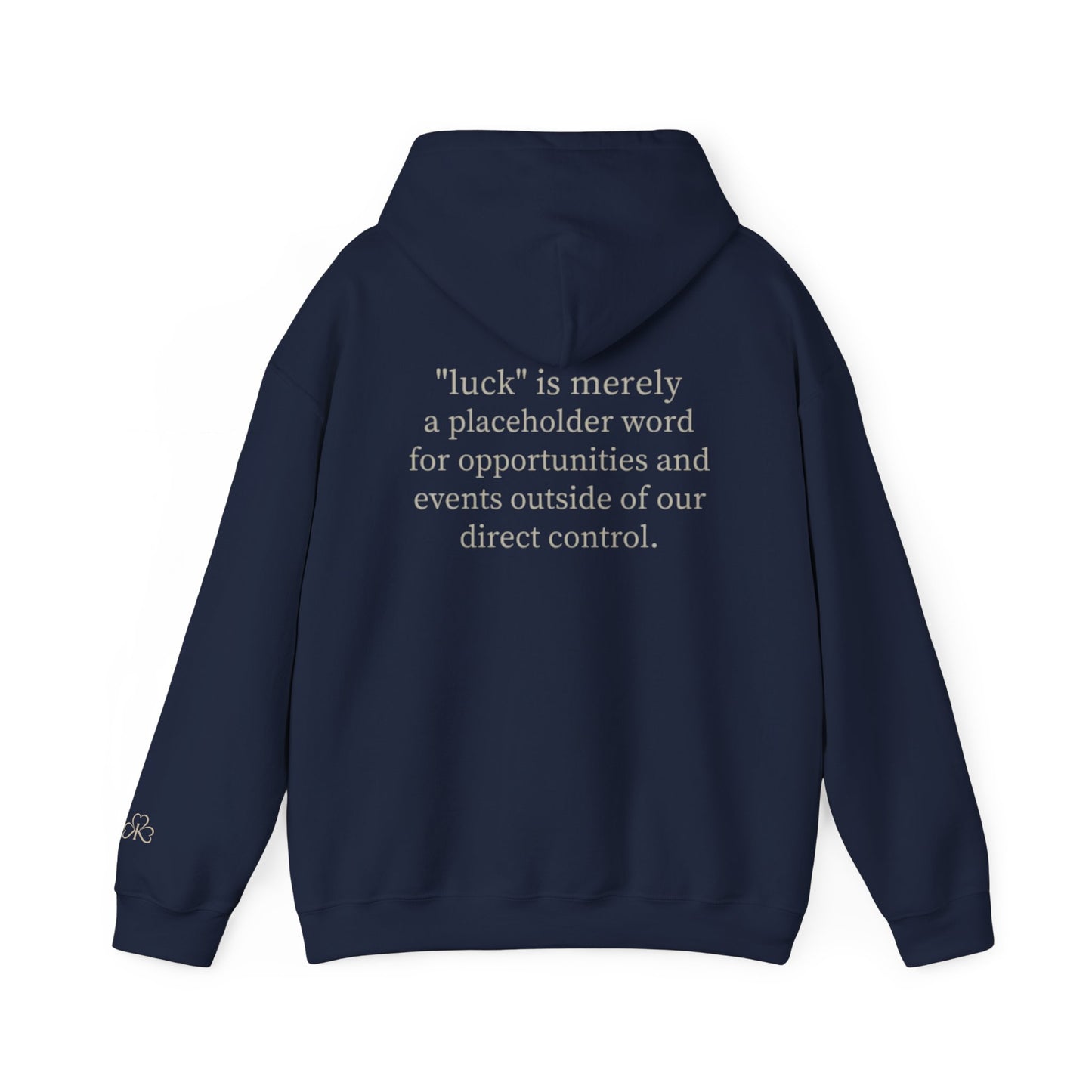 “luck” quote hoodie | klover sleeve print