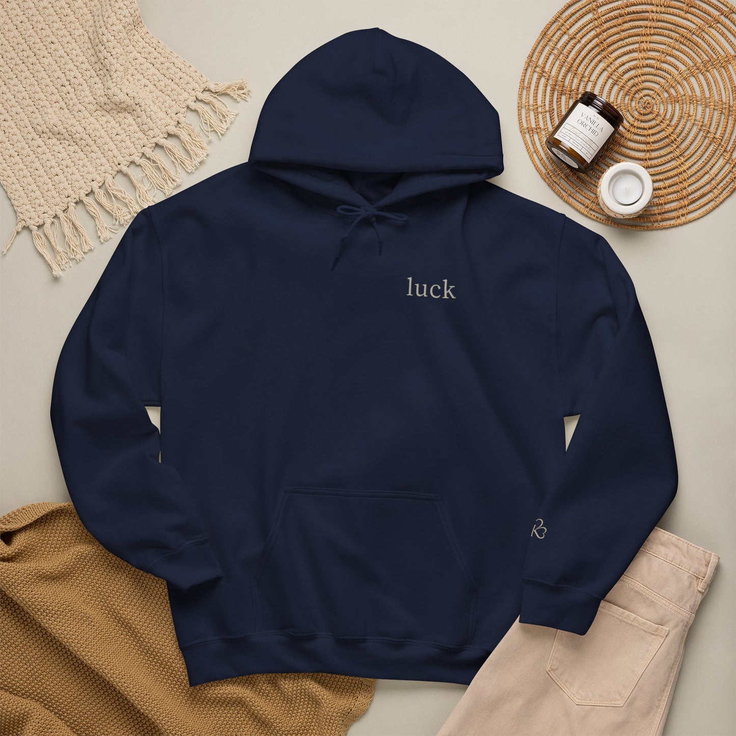 “luck” quote hoodie | klover sleeve print