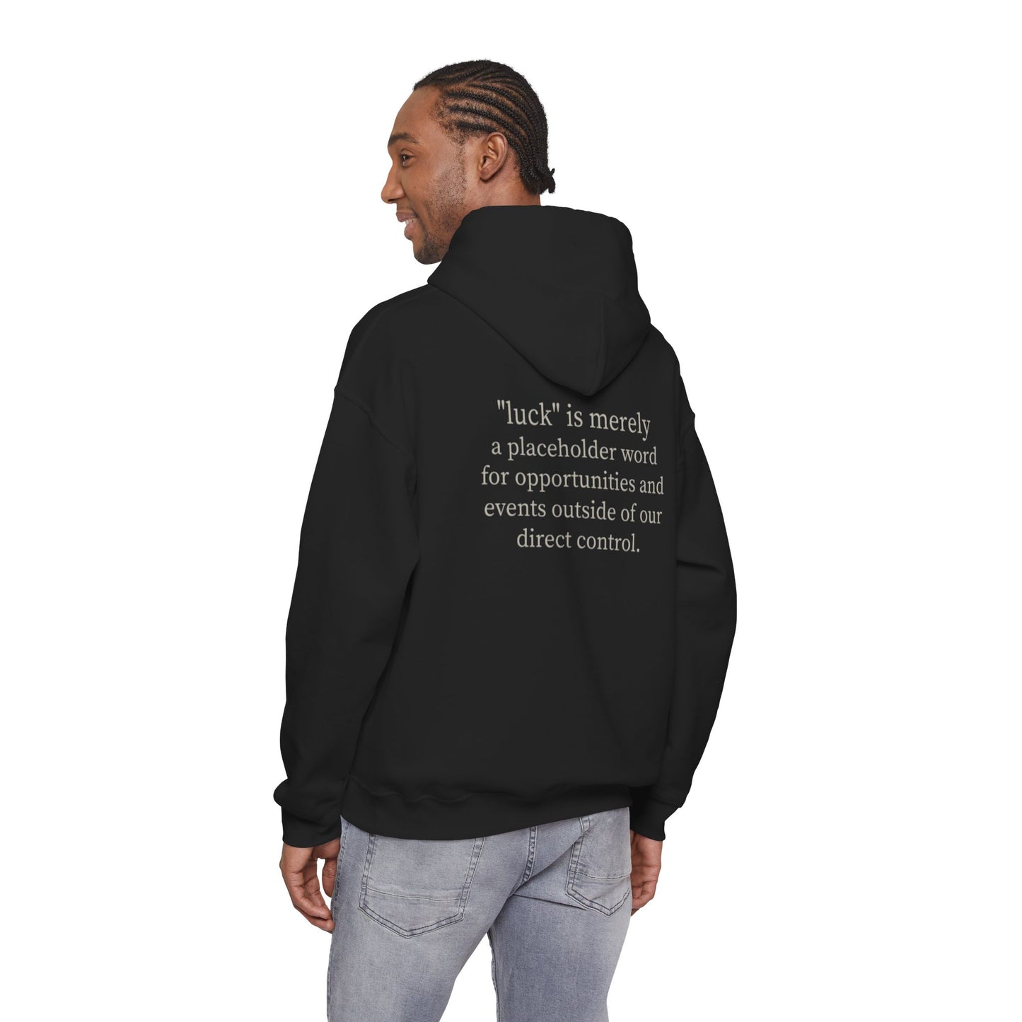 “luck” quote hoodie | klover sleeve print