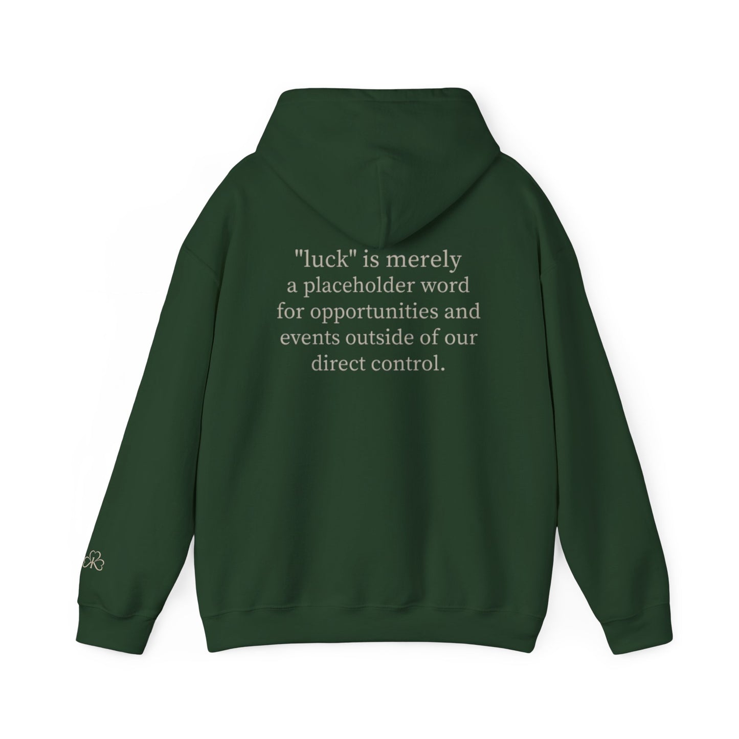 “luck” quote hoodie | klover sleeve print